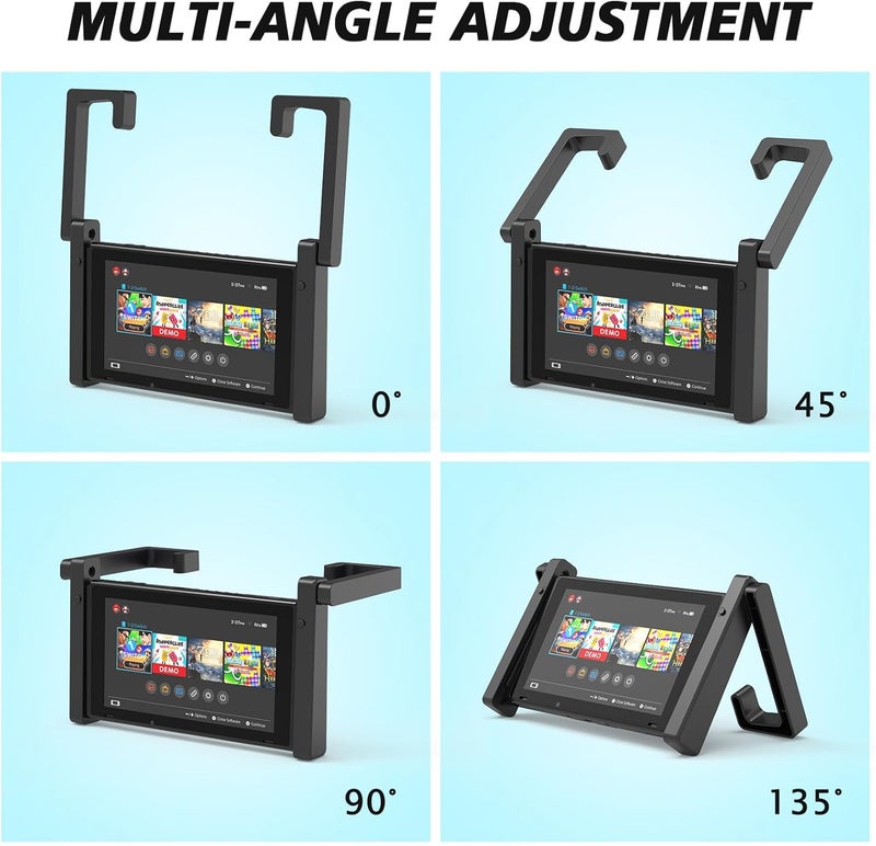 HalaGong Car Holder for Nintendo Switch/OLED, Foldable and Adjustable Table Stand Playstand Bracket, Portable Compact Console Desktop Holder Dock Car Headrest Play Stand Mount, Black - Image 5